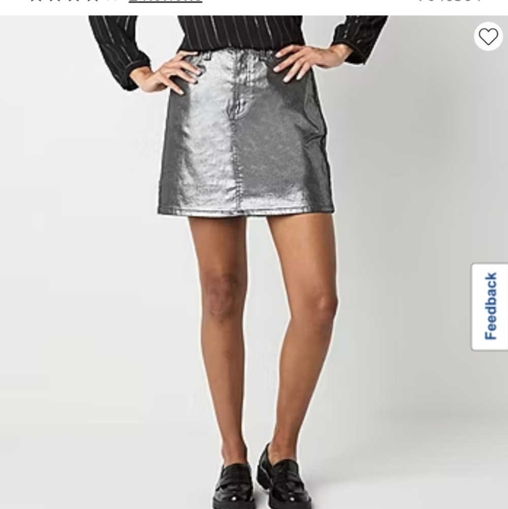 a.n.a Shimmering Silver Mini Skirt